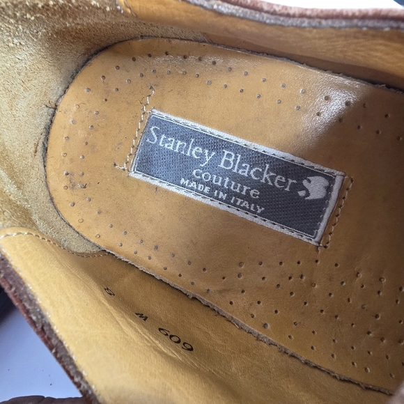 Stanley Blacker Couture Tan Pebbled Leather Cap Toe Oxfords 8 W Shoes main image 5